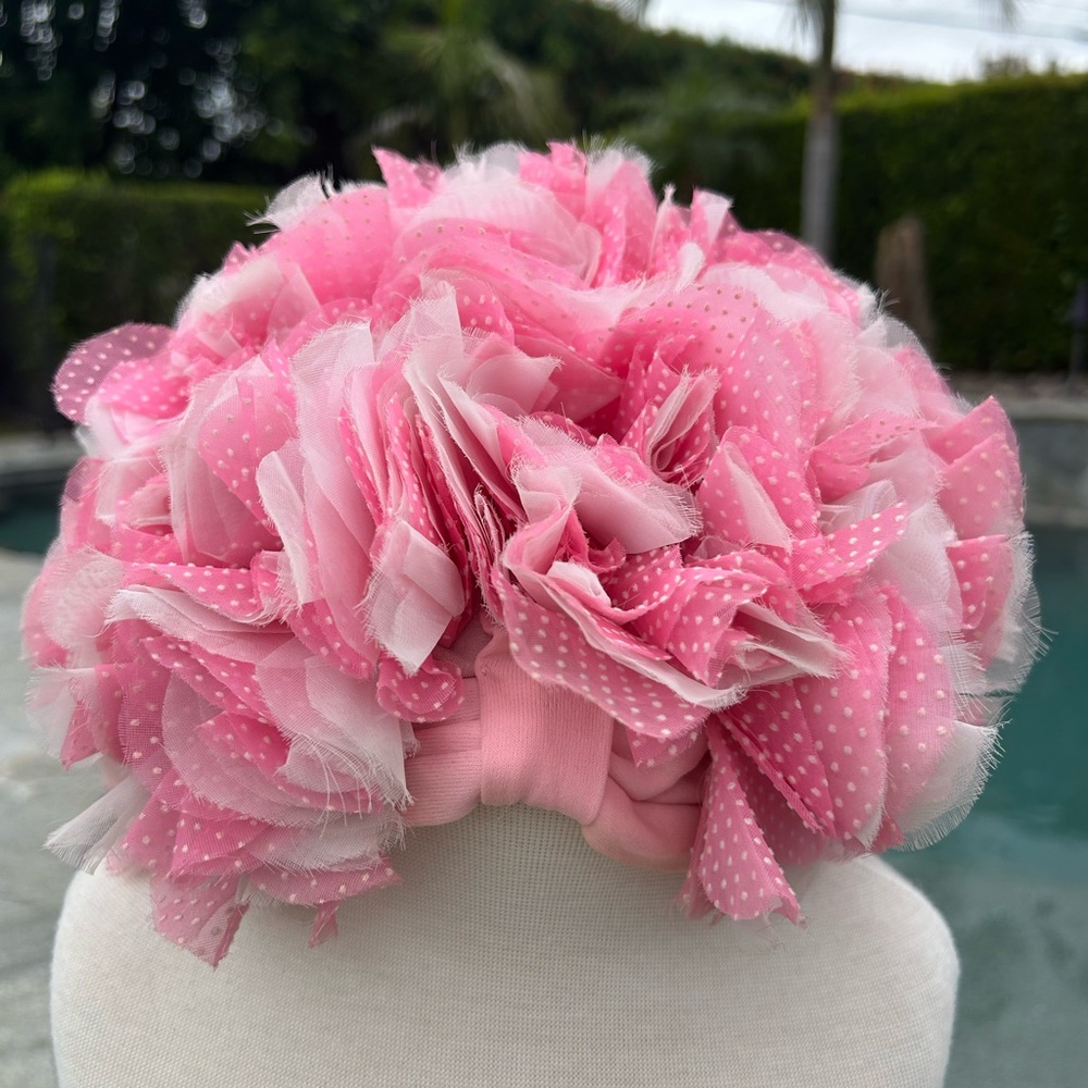 Vintage Barbie Pink Flower Chiffon Petals Bathing Swim Beach Cap 60's READ